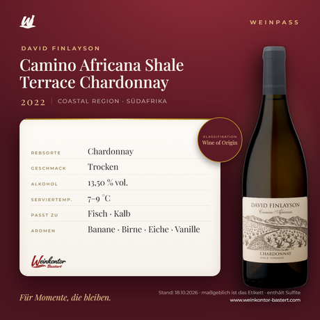 Camino Africana Shale Terrace Chardonnay David Finlayson – Coastal Region – Weinpass | Weinkontor Bastert