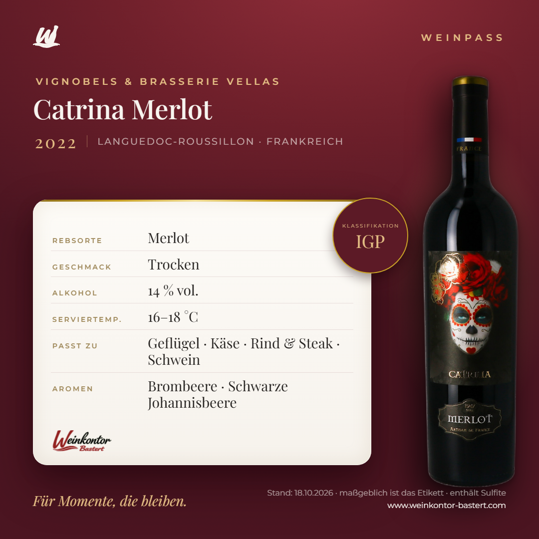 Catrina Merlot Vignobels & Brasserie Vellas – Languedoc-Roussillon – Weinpass | Weinkontor Bastert