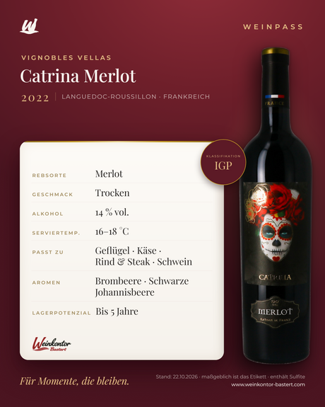 Catrina Merlot Vignobles Vellas – Languedoc-Roussillon – Weinpass | Weinkontor Bastert