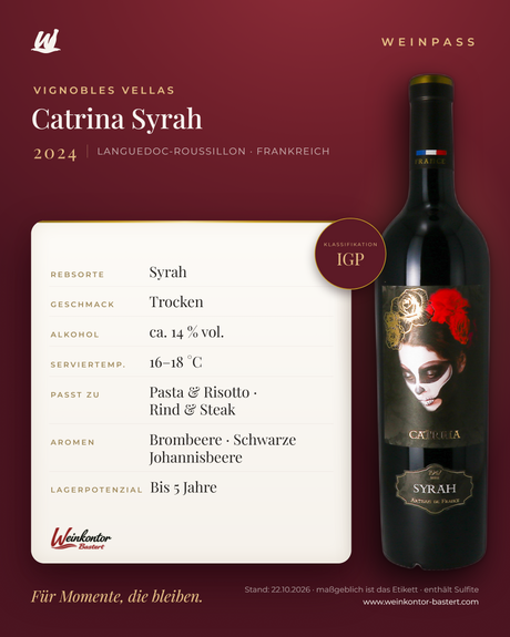 Catrina Syrah Vignobles Vellas – Languedoc-Roussillon – Weinpass | Weinkontor Bastert