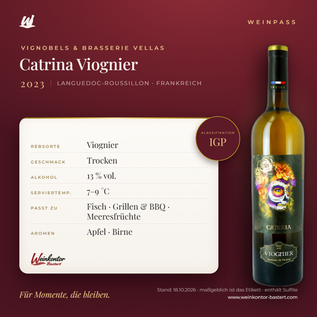 Catrina Viognier Vignobels & Brasserie Vellas – Languedoc-Roussillon – Weinpass | Weinkontor Bastert