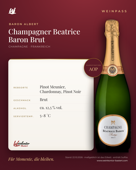 Champagner Beatrice Baron Brut Baron Albert AOP – Champagne – Weinpass | Weinkontor Bastert