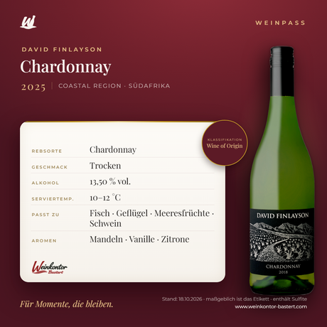 Chardonnay David Finlayson – Coastal Region – Weinpass | Weinkontor Bastert