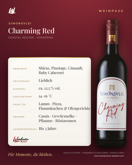 Charming Red Simonsvlei – Coastal Region – Weinpass | Weinkontor Bastert