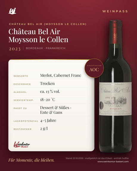 Château Bel Air AOC Moysson le Collen – Bordeaux – Weinpass | Weinkontor Bastert