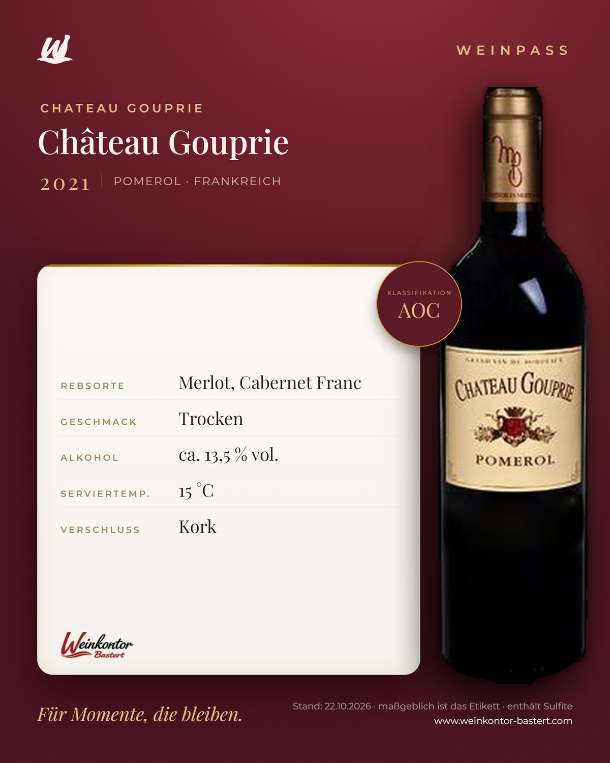 Château Gouprie AOC – Pomerol – Weinpass | Weinkontor Bastert