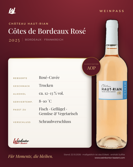 Château Haut-Rian Rosé AOP – Côtes de Bordeaux – Weinpass | Weinkontor Bastert