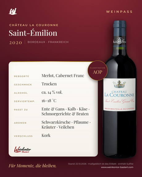 Château La Couronne Saint-Émilion AOP – Bordeaux – Weinpass | Weinkontor Bastert