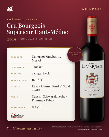 Château Liversan Cru Bourgeois Supérieur Haut-Médoc AOP – Bordeaux – Weinpass | Weinkontor Bastert