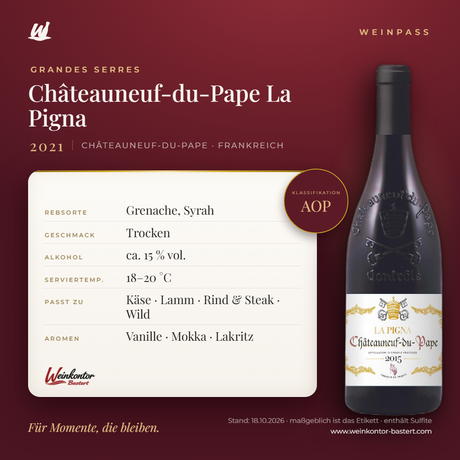 Châteauneuf-du-Pape AOP La Pigna Grandes Serres – Rhône – Weinpass | Weinkontor Bastert