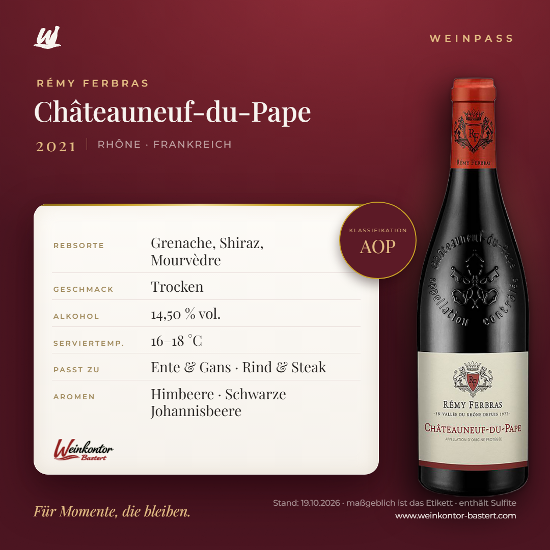 Châteauneuf-du-Pape Rémy Ferbras – Rhône – Weinpass | Weinkontor Bastert