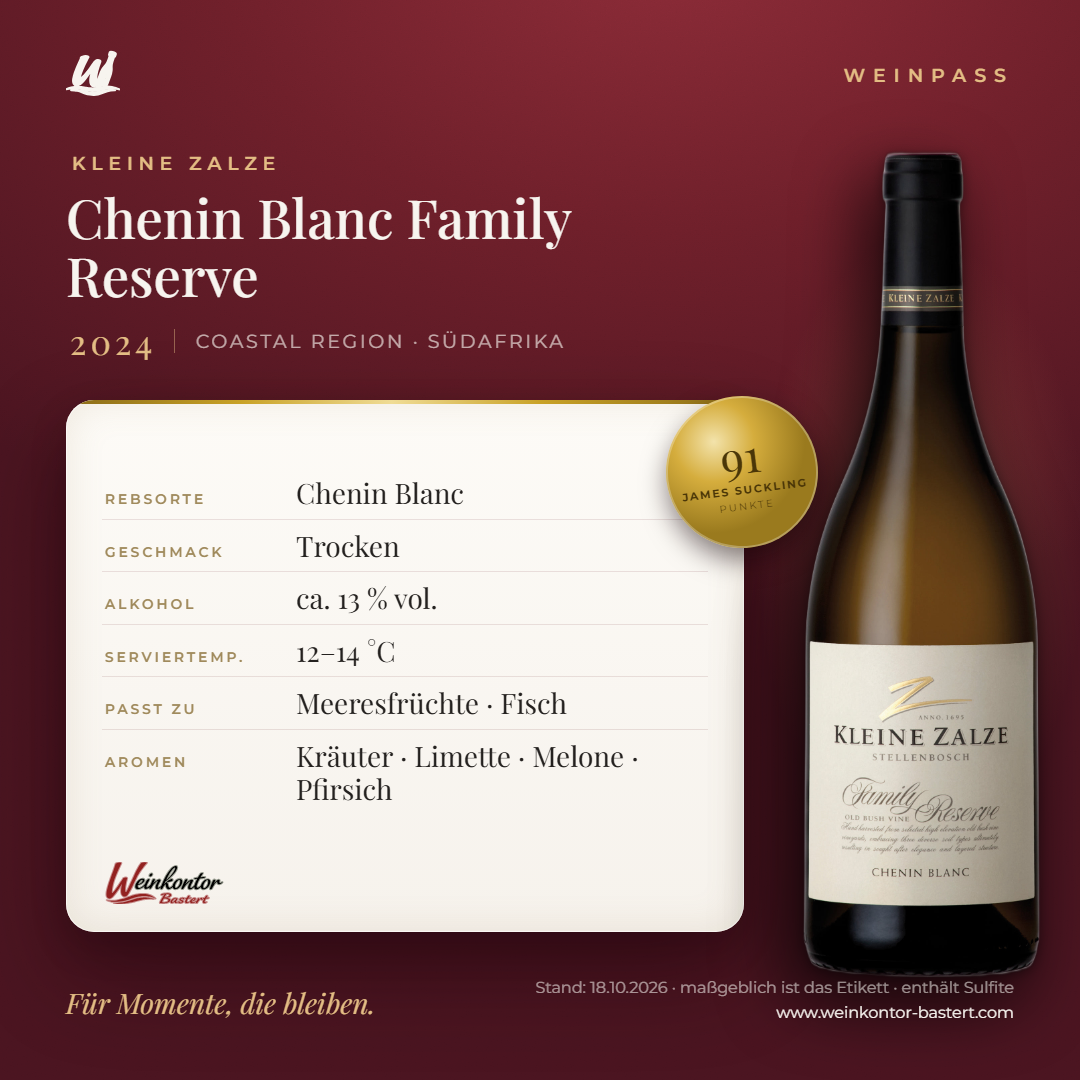 Chenin Blanc Family Reserve Kleine Zalze – Coastal Region – Weinpass | Weinkontor Bastert