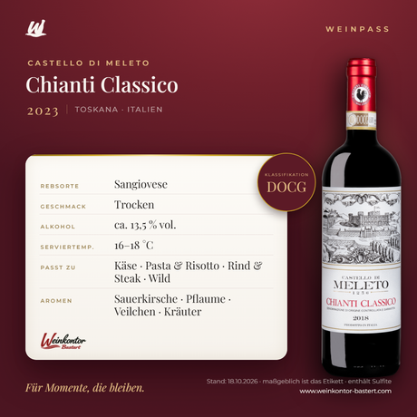 Chianti Classico DOCG Castello di Meleto – Toskana – Weinpass | Weinkontor Bastert