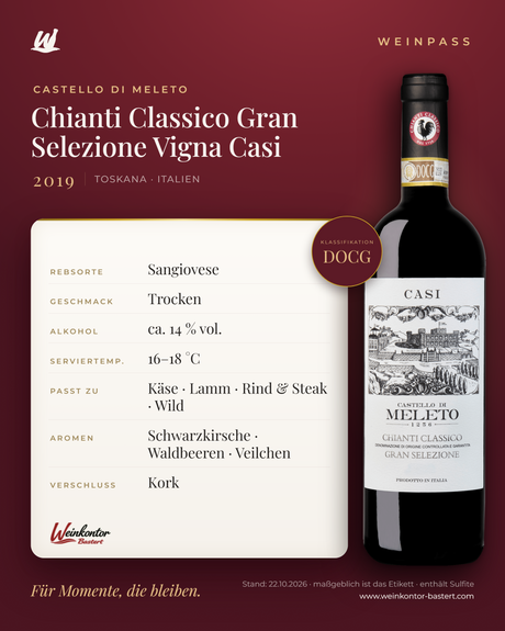 Chianti Classico Gran Selezione Vigna Casi Castello di Meleto DOCG – Toskana – Weinpass | Weinkontor Bastert
