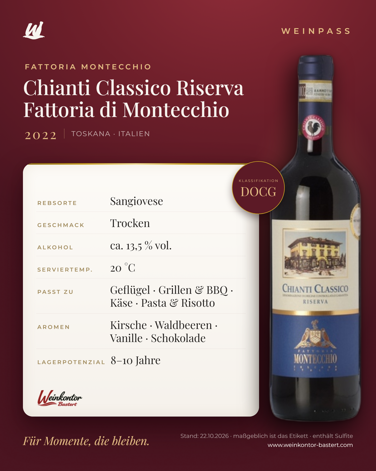 Chianti Classico Riserva Fattoria di Montecchio DOCG – Toskana – Weinpass | Weinkontor Bastert