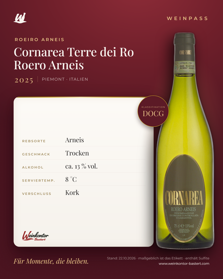Cornarea Terre dei Ro Roero Arneis DOCG – Piemont – Weinpass | Weinkontor Bastert