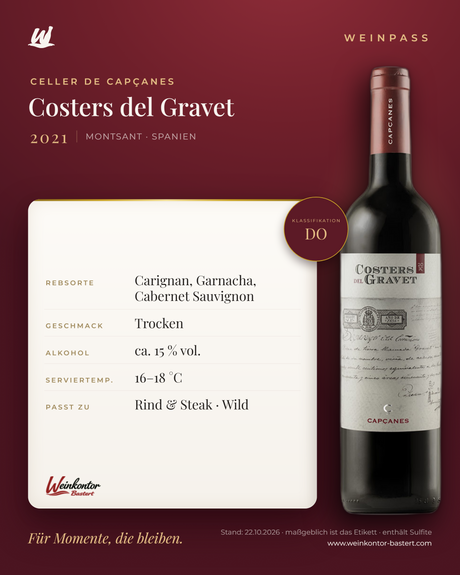 Costers del Gravet Celler de Capçanes DO – Montsant – Weinpass | Weinkontor Bastert