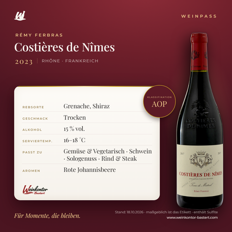 Costières de Nîmes Rémy Ferbras – Rhône – Weinpass | Weinkontor Bastert