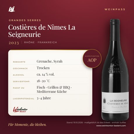 Costières de Nîmes AOP La Seigneurie Grandes Serres – Rhône – Weinpass | Weinkontor Bastert