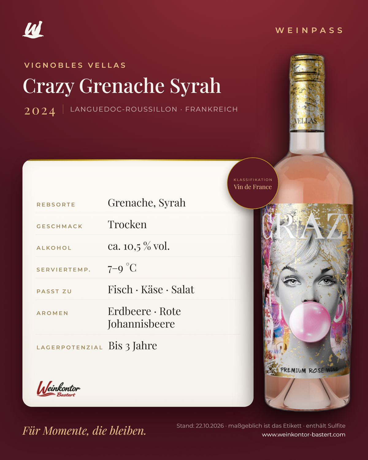 Crazy Grenache Syrah Vignobles Vellas – Languedoc-Roussillon – Weinpass | Weinkontor Bastert