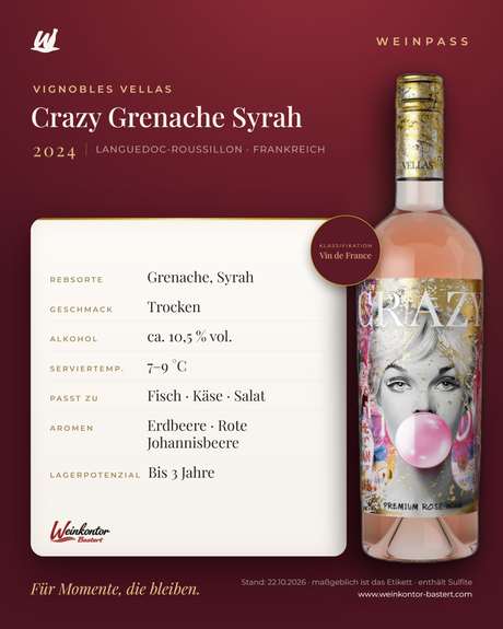 Crazy Grenache Syrah Vignobles Vellas – Languedoc-Roussillon – Weinpass | Weinkontor Bastert