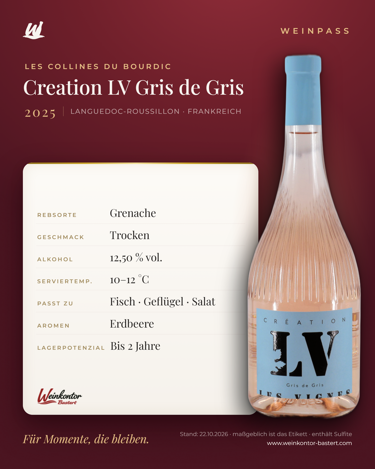 Creation LV Gris de Gris Les Collines du Bourdic – Languedoc-Roussillon – Weinpass | Weinkontor Bastert