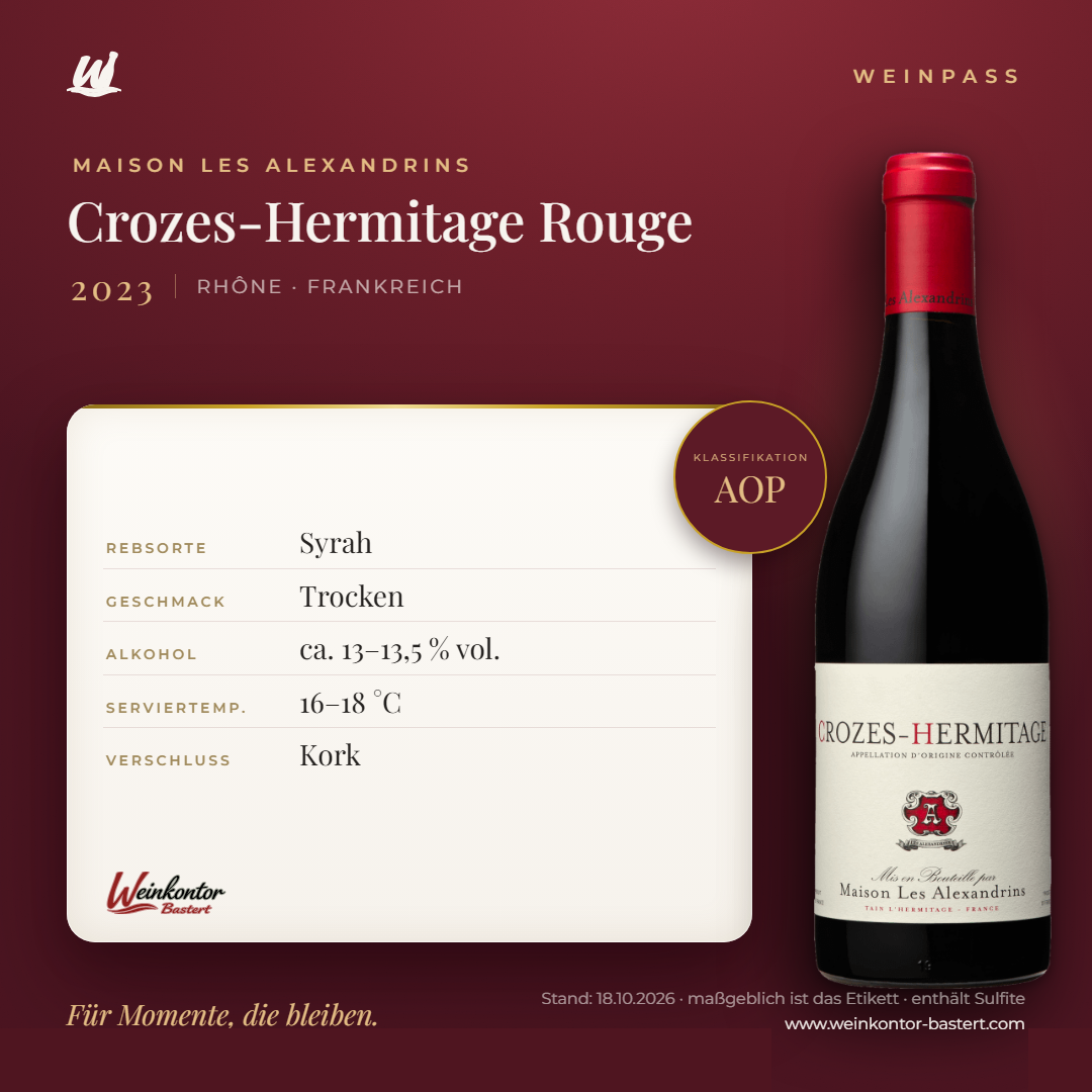 Crozes-Hermitage Rouge Maison Les Alexandrins AOP – Rhône – Weinpass | Weinkontor Bastert