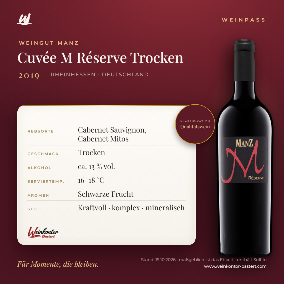 Cuvée M Réserve Trocken Manz 6er-Karton – Rheinhessen – Weinpass | Weinkontor Bastert
