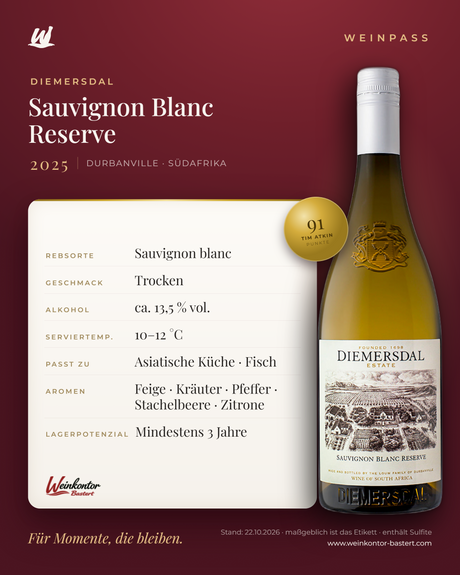 Diemersdal Sauvignon Blanc Reserve – Durbanville – Weinpass | Weinkontor Bastert