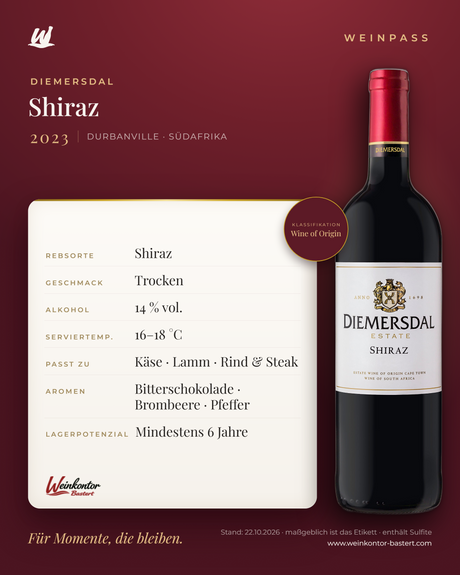 Diemersdal Shiraz – Durbanville – Weinpass | Weinkontor Bastert