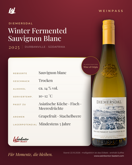 Diemersdal Winter Fermented Sauvignon Blanc – Durbanville – Weinpass | Weinkontor Bastert