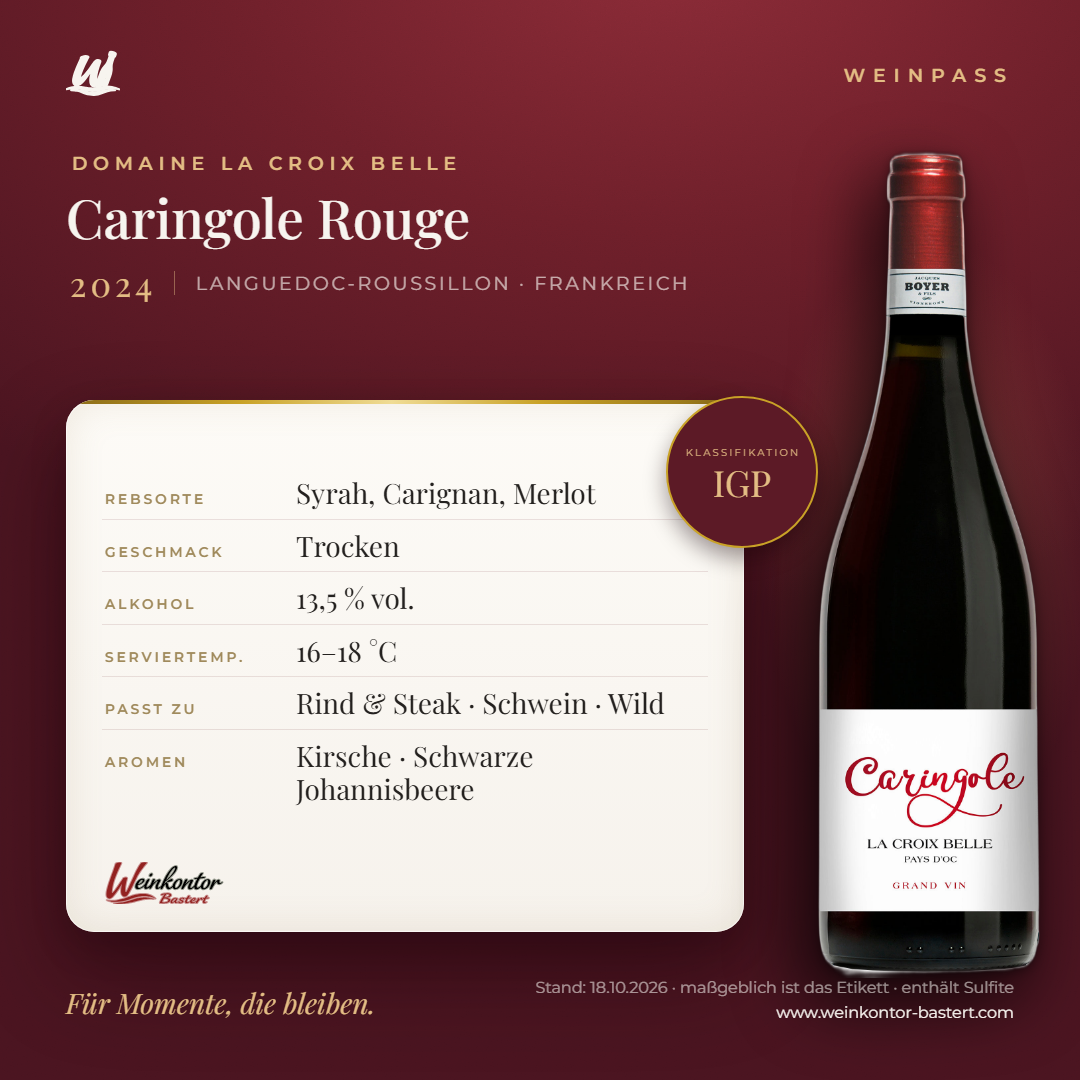 Domaine La Croix Belle Caringole Rouge – Languedoc-Roussillon – Weinpass | Weinkontor Bastert