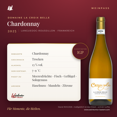 Domaine La Croix Belle Chardonnay – Languedoc-Roussillon – Weinpass | Weinkontor Bastert