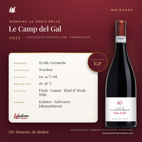 Domaine La Croix Belle Le Camp del Gal – Languedoc-Roussillon – Weinpass | Weinkontor Bastert