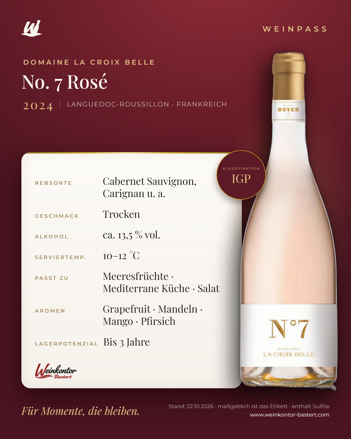 Domaine La Croix Belle No. 7 Rosé – Languedoc-Roussillon – Weinpass | Weinkontor Bastert