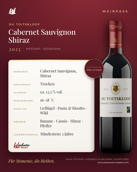 Du Toitskloof Cabernet Sauvignon Shiraz – Westkap – Weinpass | Weinkontor Bastert