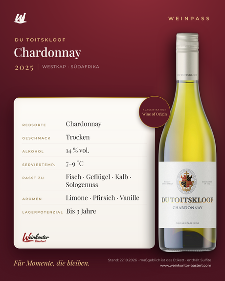 Du Toitskloof Chardonnay – Westkap – Weinpass | Weinkontor Bastert