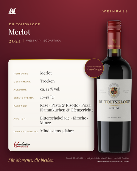 Du Toitskloof Merlot – Westkap – Weinpass | Weinkontor Bastert