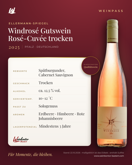 Ellermann-Spiegel Windrosé Gutswein Rosé-Cuvée trocken – Pfalz – Weinpass | Weinkontor Bastert
