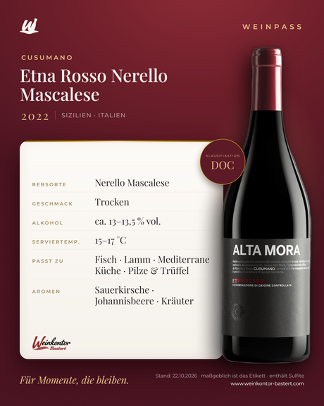 Etna Rosso Nerello Mascalese Cusumano DOC – Sizilien – Weinpass | Weinkontor Bastert