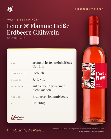 Feuer & Flamme Heiße Erdbeere Glühwein Ralf Köth – Produktpass | Weinkontor Bastert