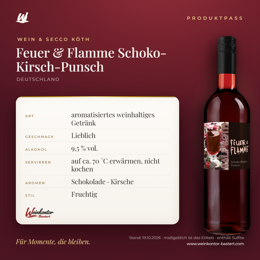 Feuer & Flamme Schoko-Kirsch-Punsch Ralf Köth – Produktpass | Weinkontor Bastert