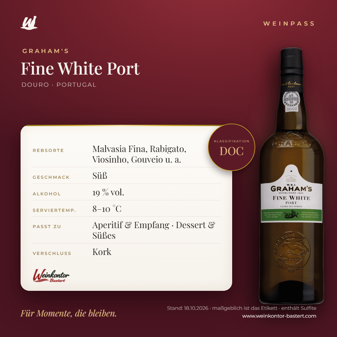 Graham's Fine White Port DOC – Douro – Weinpass | Weinkontor Bastert