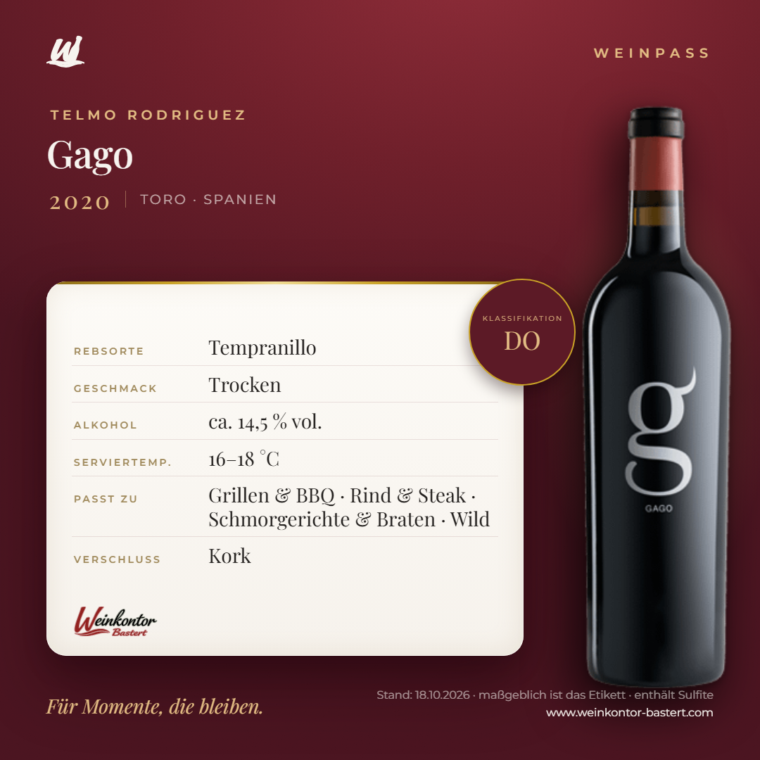 Gago Telmo Rodriguez DO – Toro – Weinpass | Weinkontor Bastert