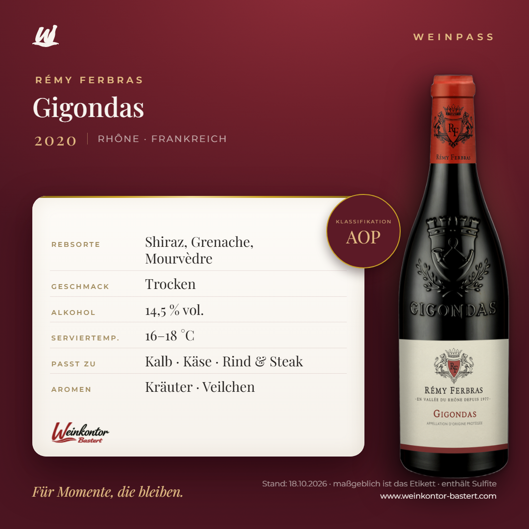 Gigondas Rémy Ferbras – Rhône – Weinpass | Weinkontor Bastert