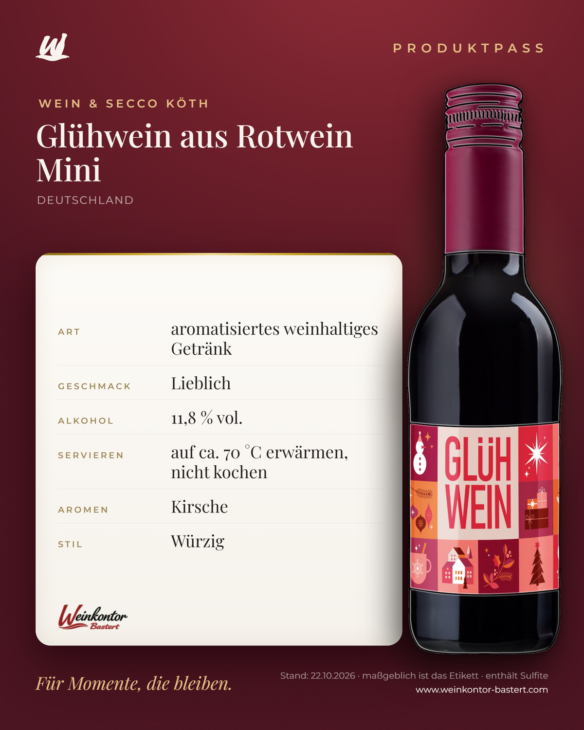 Glühwein aus Rotwein Mini 0,25 l Ralf Köth – Produktpass | Weinkontor Bastert