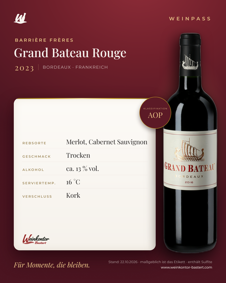 Grand Bateau Rouge AOP Barrière Frères – Bordeaux – Weinpass | Weinkontor Bastert