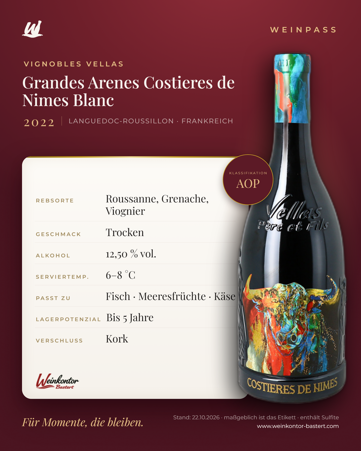 Grandes Arenes Costieres de Nimes Blanc Vignobles Vellas – Languedoc-Roussillon – Weinpass | Weinkontor Bastert