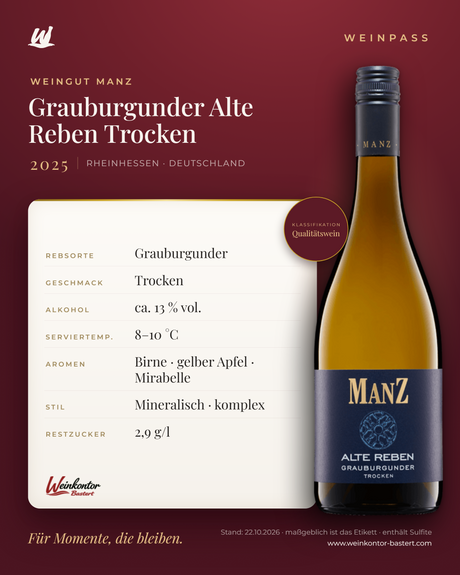 Grauburgunder Alte Reben Trocken Manz 6er-Karton – Rheinhessen – Weinpass | Weinkontor Bastert