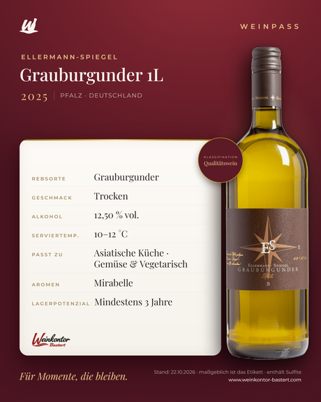 Grauburgunder Ellermann-Spiegel 1L – Pfalz – Weinpass | Weinkontor Bastert